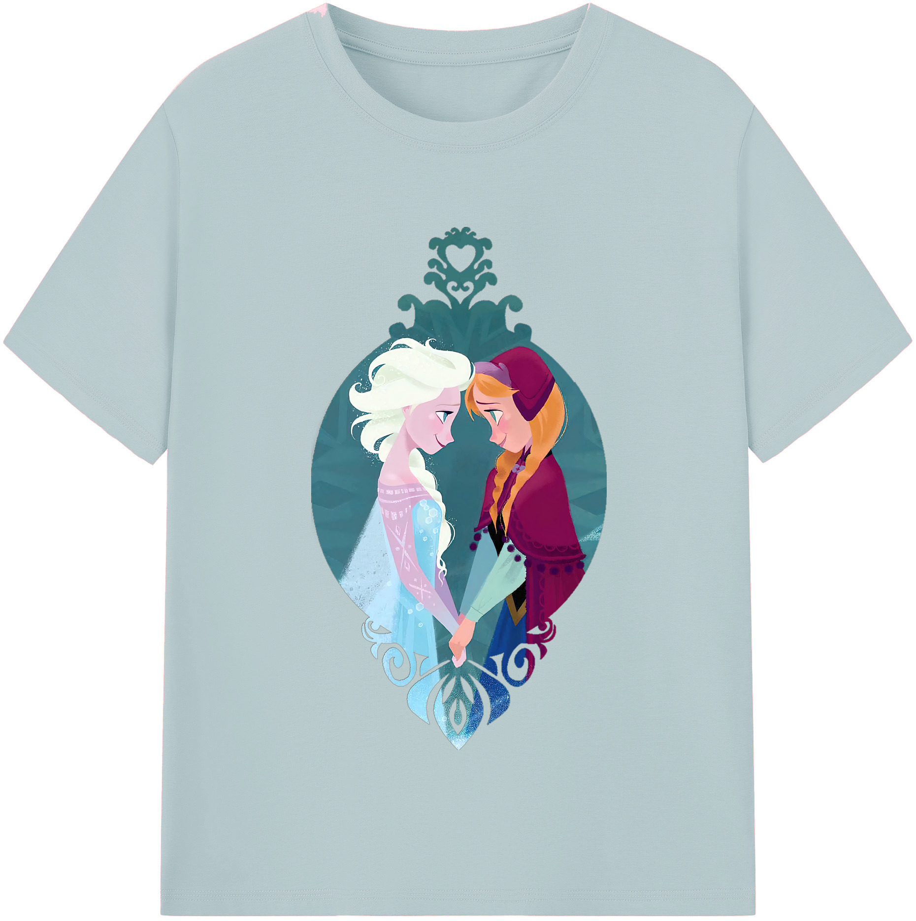 （画像用） アナと雪の女王 アンナ エルサ Frozen Anna Elsa 綿100％半袖Tシャツ（フロントプリント）